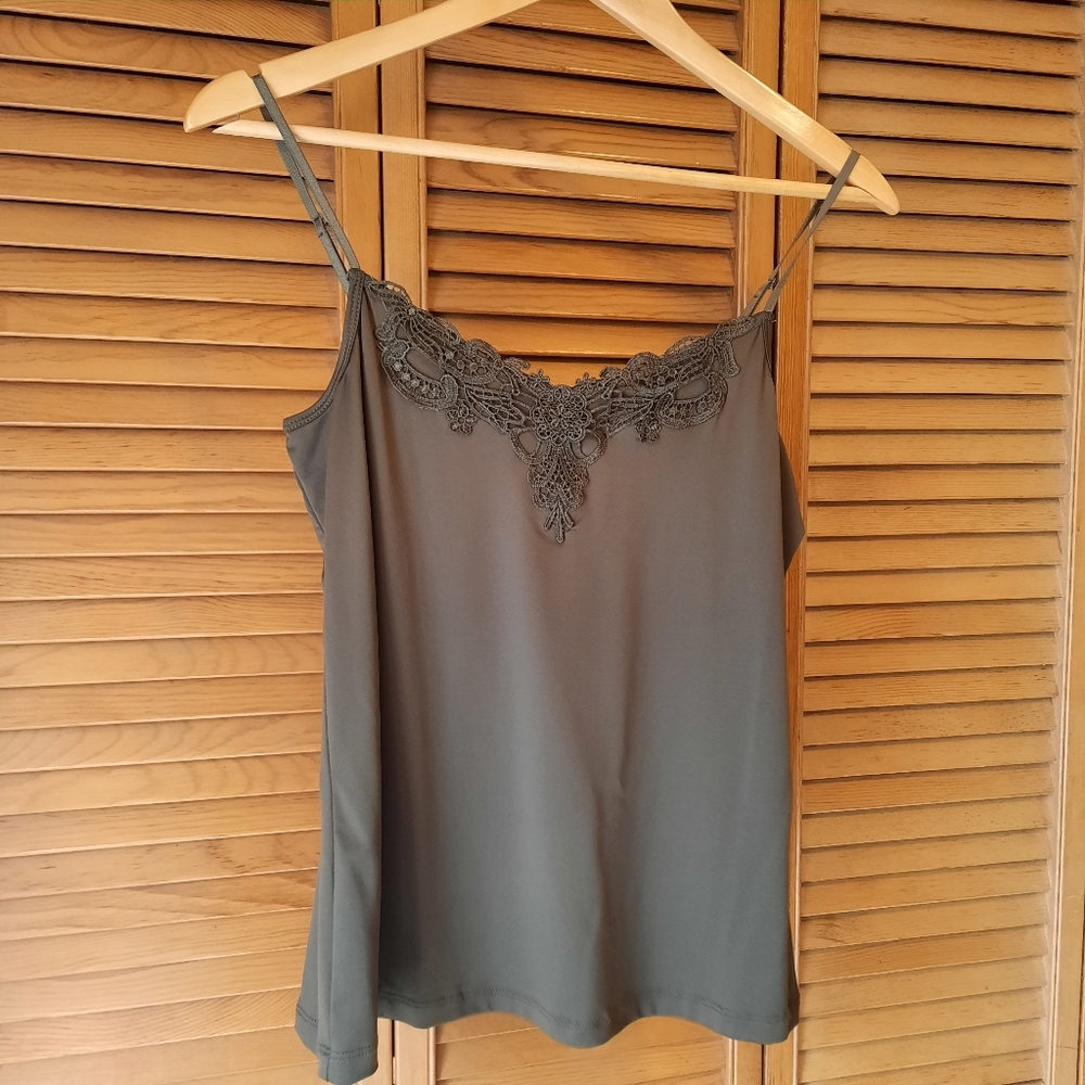 Suzy Shier Dark Green Silky Cami